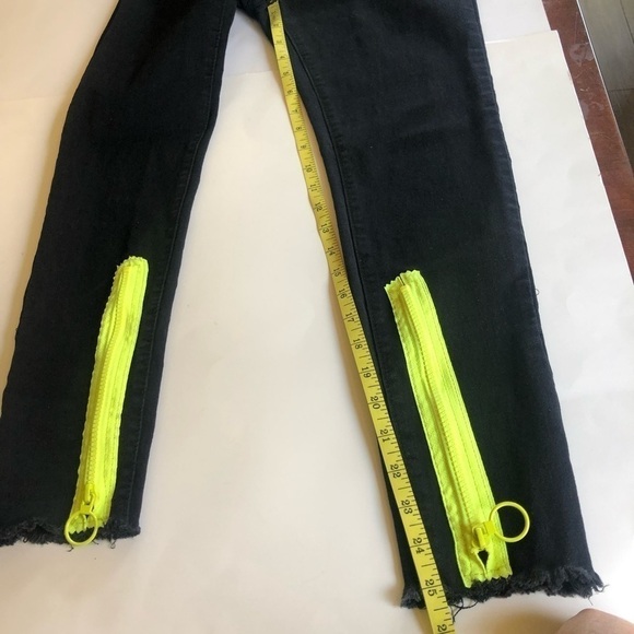 American Bazi Colored Zipper Skinny Fit Frayed Hem Black Jeans Size S - Picture 10 of 12